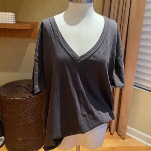 Free People Charcoal V-Neck Tee